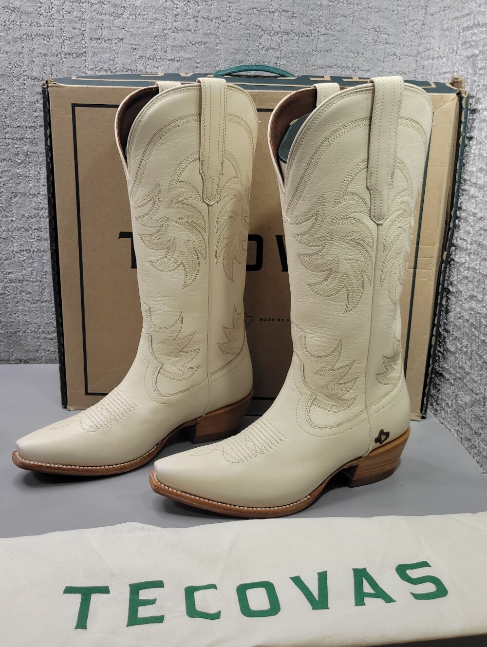 Tecovas The Annie Women's Size US 7B Bone Cowhide Leather Cowgirl 14" Boots - Picture 5 of 13